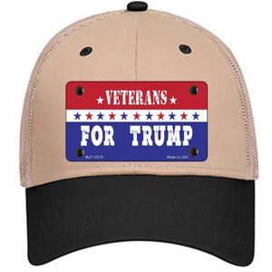 Veterans for Trump Metal on Trucker Mesh Snapback Hat - Khaki